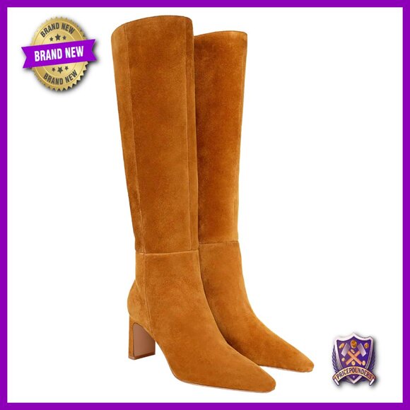 Knee High Boots Chunky Heel Side Zipper Pointed Toe Fall Dress Shoes